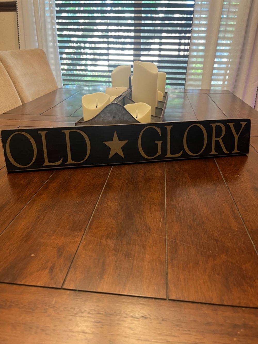 Source Unknown Black and Gold "Old Glory" Wooden Wall Sign